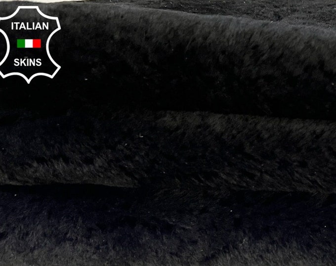 BLACK Hair On Soft sheepskin shearling fur hairy sheep Italian leather hide hides skin skins 12"x29"  #B8633