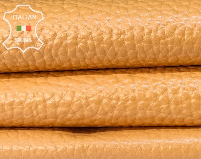 PEACH PALE ORANGE Pebble Grainy Italian Lambskin Lamb Sheep Leather hide hides skin skins 7sqf 0.9mm #B8058