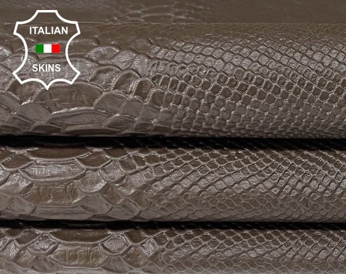 DARK BROWN SNAKE Embossed textured on Italian Lambskin Lamb Sheep leather pack 2 skins total 10sqf 0.8mm #A8819