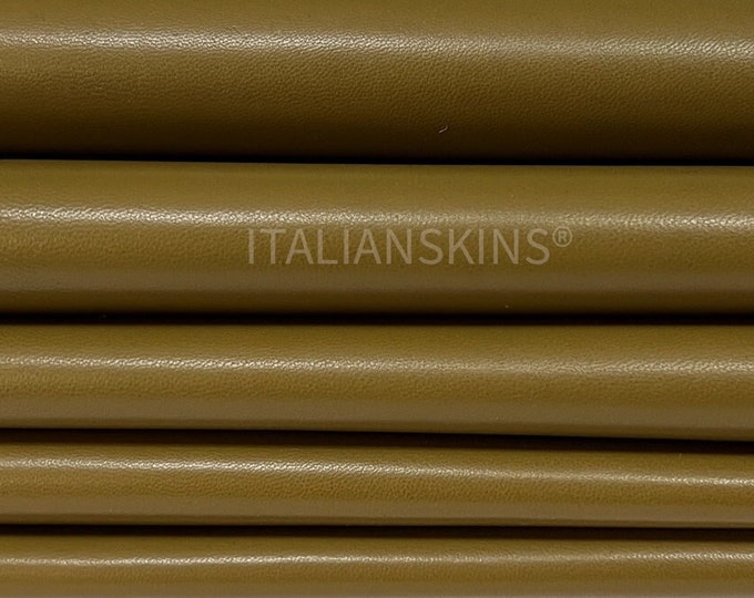 OLIVE DRAB Italian Metis Lambskin Lamb Sheep Leather pack 2 hides skins total 12sqf 0.8mm #B8302