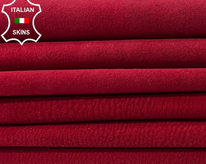 RUBY RED STRETCH Nubuck Thick Soft Italian Lambskin Lamb Sheep Leather pack 4 hides skins total 18sqf 1.1mm #B9889