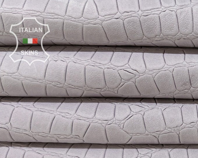 LIGHT LAVENDER CROCODILE Textured Print on Soft Italian Lambskin leather hide hides skin skins 7sqf 0.9mm #B8146