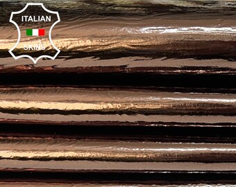 PATENT OLD BRONZE Crinkled Shiny Italian Lambskin Lamb Sheep Leather pack 2 hides skins total 15sqf 0.7mm #B6778