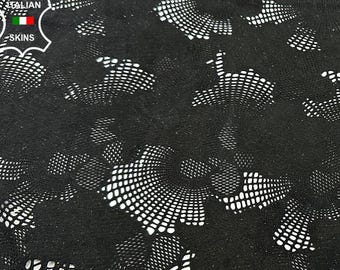 BLACK SUEDE LASER Engraved Soft Italian Lambskin Sheep Lamb leather hide hides skin skins 3+sqf 0.8mm #C5148