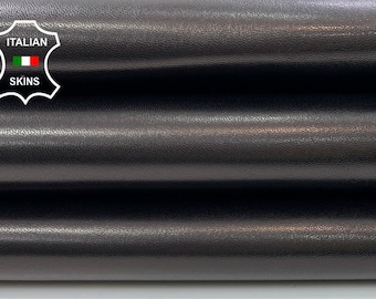 BLACK WITH BRONZE Hue Shiny Semi Gloss Thick  Italian Metis Lambskin Lamb Sheep Leather hide hides skin skins 7sqf 1.1mm #C621