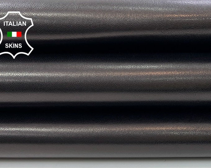 BLACK WITH BRONZE Hue Shiny Semi Gloss Thick  Italian Metis Lambskin Lamb Sheep Leather hide hides skin skins 7sqf 1.1mm #C621