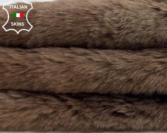 Delivered Duty Paid-CAMEL BROWN Hair On Soft sheepskin shearling fur hairy sheep Italian leather skin 25"x38"  #C1076