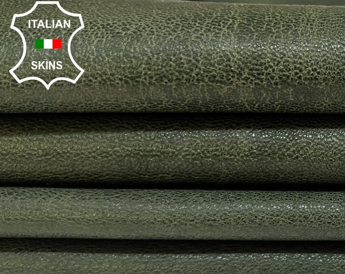 BOTTLE GREEN ANTIQUED Rough Vegetable Tan Thick Italian Goatskin Goat leather pack 2 hides skins total 12+sqf 1.2mm #B5077