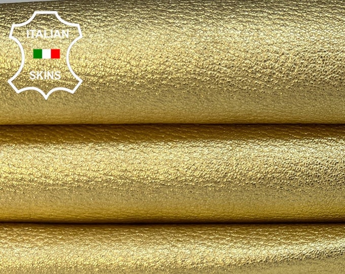 METALLIC GOLD PEBBLE Grainy Italian Goatskin Goat Leather hide hides skin skins 7+sqf 0.9mm #B3653