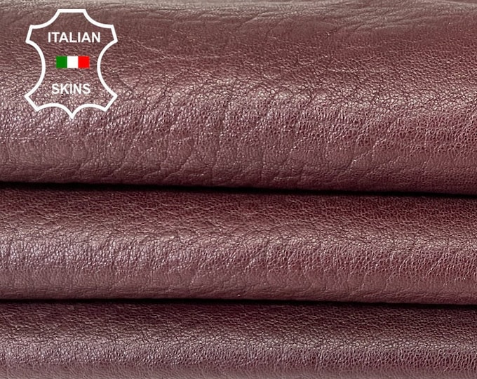 NATURAL BURGUNDY GRAINY  vegetable tan thick soft Italian lambskin sheep leather skin skins hide hides 6sqf 1.2mm #A8098