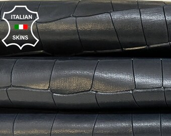 MIDNIGHT BLUE CROCODILE Textured Print Embossed On Vegetable Tan Thick Soft  Leather skin 7sqf 1.2mm B5528