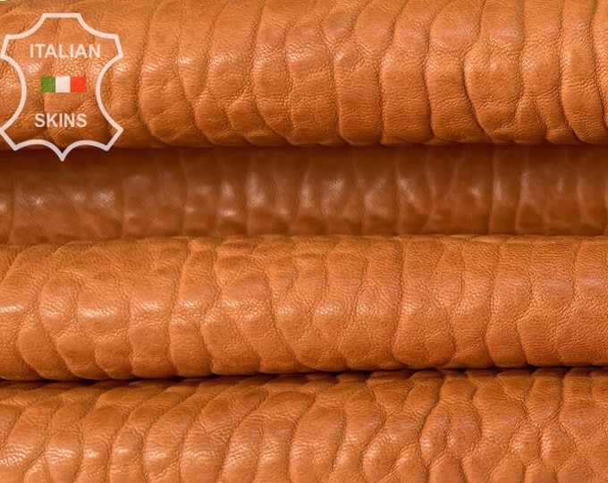 TAN SAND BROWN Bubbly Grainy Vegetable Tan Thick Italian Lambskin Lamb Sheep leather hide hides skin skins 5sqf 1.6mm #B8096