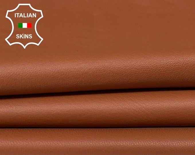 MEDIUM BROWN soft Italian Lambskin Lamb Sheep leather hides pack 2 skins total 12sqf 0.7mm #A9805