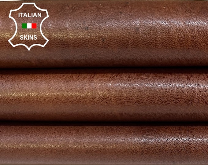 BURNT BROWN VEGETABLE Tan Antiqued Look Thick Italian Lambskin Lamb Sheep Leather hide hides skin skins 6sqf 1.1mm #B8887