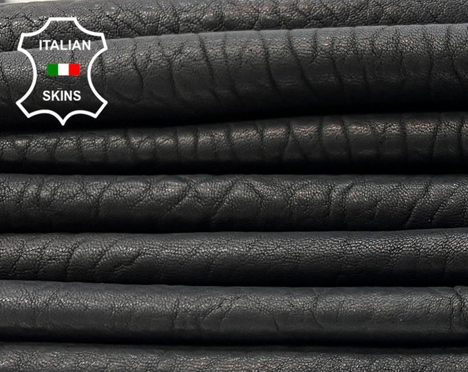 WASHED GRAINY BLACK Vegetable Tan Soft Italian Lambskin Lamb Sheep Leather pack 5 hides skins total 20sqf 1.0mm #C239