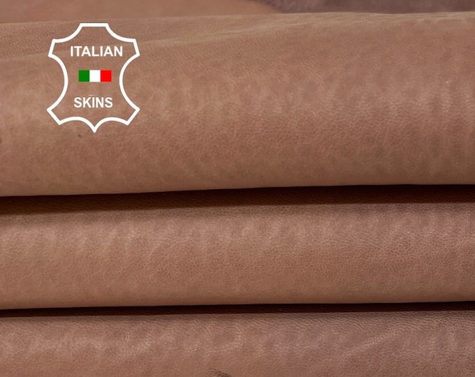 NATURAL BROWN NAKED Vegetable Tan thick soft Italian lambskin lamb sheep leather hide hides skin skins 7sqf 1.2mm #A9723