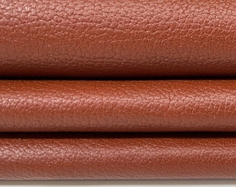 BURNT SIENNA RUST Pebble grain grainy Italian Calfskin Calf leather skin hide skins hides 8+sqf 0.7mm #A7859