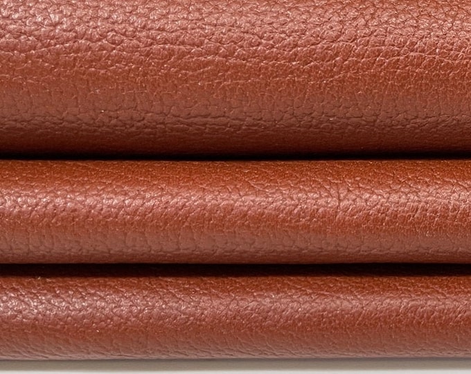 BURNT SIENNA RUST Pebble grain grainy Italian Calfskin Calf leather skin hide skins hides 8+sqf 0.7mm #A7859