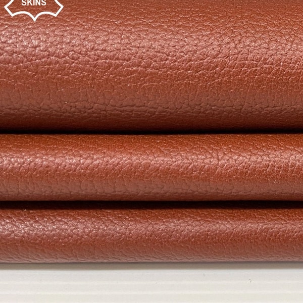 RUST BROWN Pebble grain grainy Italian Calfskin Calf leather skin hide skins hides 8+sqf 0.7mm #A7859