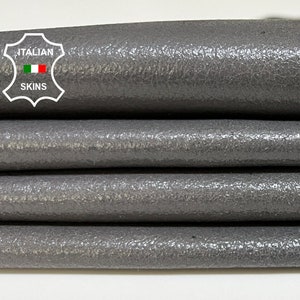 GRAY PEBBLE GRAINY Shiny Rough Italian Goatskin Goat leather pack 2 hides skins total 10+sqf 0.9mm #B5850