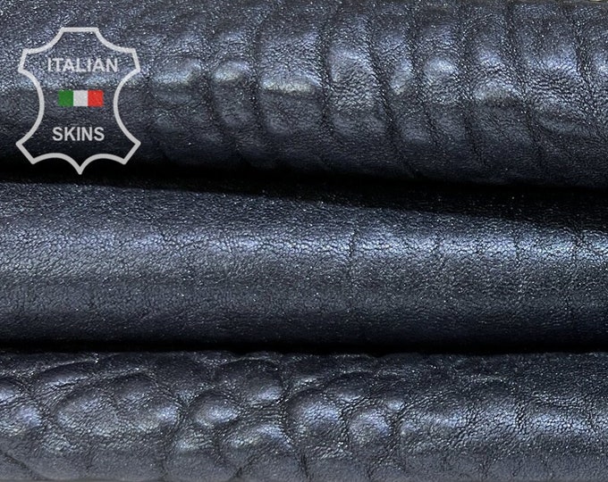 DARK BLUE PEARLIZED Washed Grainy Vegetable Tan Thick Italian Lambskin Sheep Leather hide hides skin skins 4+sqf 1.3mm #B7078