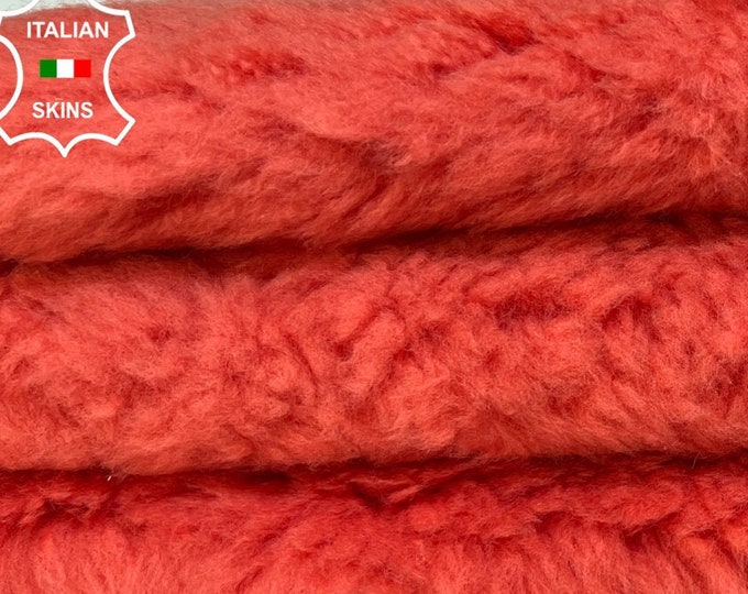 SALMON ROSE Hair On Soft sheepskin shearling fur hairy sheep Italian leather skin skins hide hides 26"x27"  #B8613