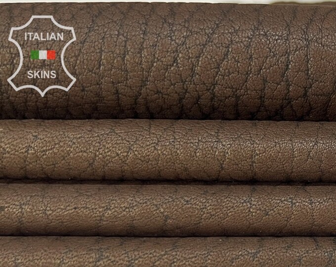 BROWN NUBUCK GRAINY Textured Vintage Look Soft Italian Lambskin Lamb Sheep Leather hide hides skin skins 8sqf 0.8mm #B7964