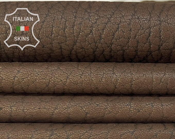 BROWN NUBUCK GRAINY Textured Vintage Look Soft Italian Lambskin Lamb Sheep Leather hide hides skin skins 8sqf 0.8mm #B7964