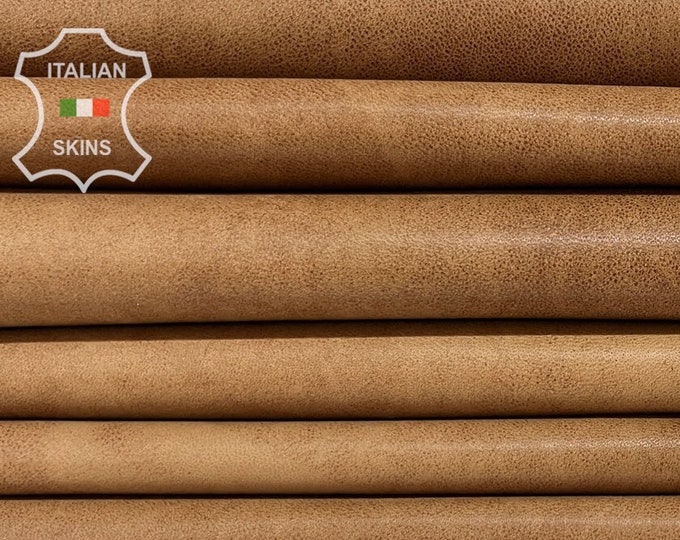 UNFINISHED BROWN DISTRESSED Vegetable Tan Vintage Look Soft Italian Lambskin Lamb Sheep Leather pack 7 hides total 45sqf 0.8mm #B7221