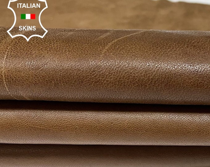 NATURAL DARK BROWN Vegetable Tan Italian Lambskin Lamb Sheep Leather hide hides skin skins 6+sqf 1.0mm #B93