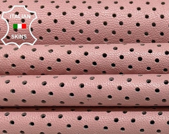 Delivered Duty Paid-BABY PINK PINHOLES Perforated Textured Print Thin Soft Italian Lambskin Lamb Leather skin 5-7sqf 0.5mm #B2089