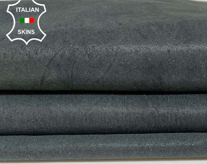 GRAY VINTAGE LAME Shiny thin soft Italian lambskin lamb sheep leather skin skins hide hides 5sqf 0.5mm #A9909