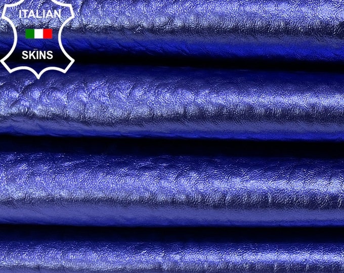 METALLIC COBALT BLUE Bubbly Grainy Italian Goatskin Goat Leather pack 3 hides skins total 18sqf 1.0mm #B6789