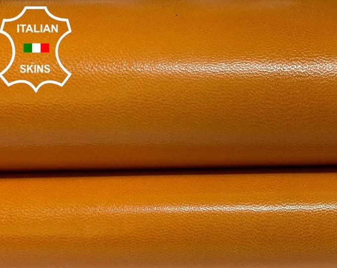 TANGERINE LIGHT ORANGE Pumpkin Smooth Italian Goatskin Goat Leather hides hide skin skins 3sqf 0.8mm #B2308