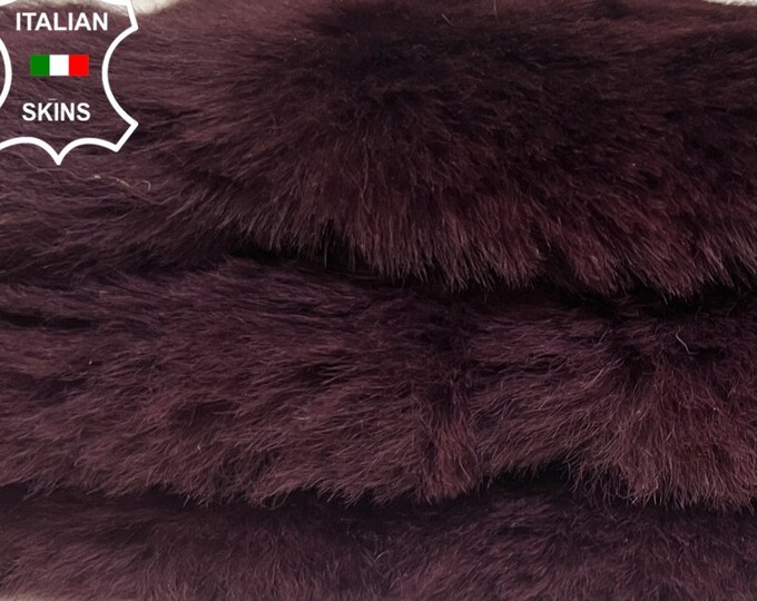 WINE BURGUNDY Hair On Soft sheepskin shearling fur hairy sheep Italian leather skin skins hide hides 12"x23"  #B6753