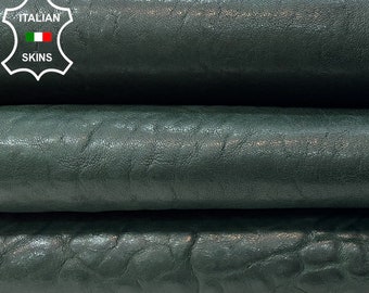 BOTTLE GREEN ANTIQUED Vegetable Tan Thick Stiff Italian Lambskin Lamb Sheep Leather hide hides skin skins 5+sqf 2.6mm #C240