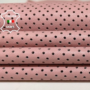 BABY PINK PINHOLES Perforated Textured Print Thin Soft Italian Lambskin Lamb Sheep Leather hides hide skin skins 5-7sqf 0.5mm #B2089