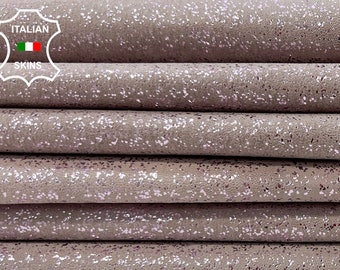 Light PINKISH PURPLE Glitters On Suede STRETCH Soft Italian Lambskin Lamb Sheep Leather pack 2 hides skins total 11sqf 0.7mm #B9891