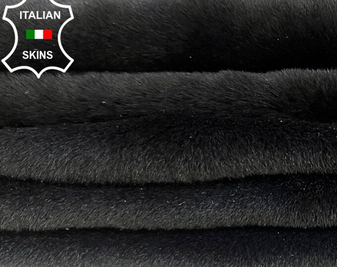 BLACK SHORT Hair On sheepskin shearling fur hairy sheep Italian leather pack 2 hides skins total 20"x30"  #B3988