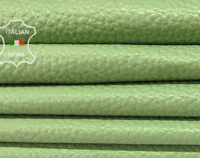 MINT GREEN PEBBLE Grainy Italian Lambskin Lamb Sheep leather pack 2 hides skins total 16sqf 1.0mm #B7844