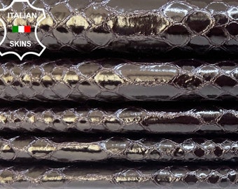 Delivered Duty Paid-BURGUNDY SHINY SNAKE Print On Thin Soft Italian Lamb leather pack 2 skins total 10+sqf 0.6mm #B5022