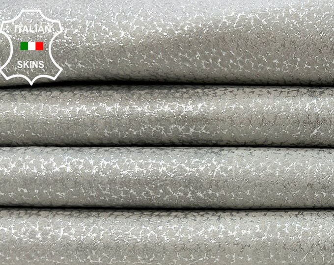 METALLIC SILVER DISTRESSED Vintage Look Soft Italian Lambskin Lamb Sheep Leather hide hides skins skins 7sqf 0.8mm #C76