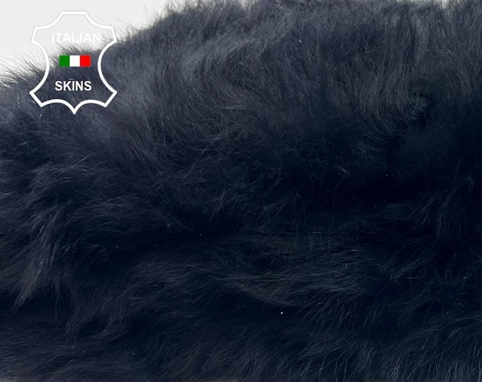 MIDNIGHT VERY DARK Blue Black Hair On Soft Lamb shearling fur hairy sheep Italian leather hide hides skin skins 12"x28"  #C1157