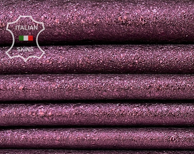 WASHED METALLIC PURPLE Raisin Plum Crispy Crinkled Soft Italian Goatskin Goat Leather hides pack 2 skins total 11sqf 0.9mm #B7257