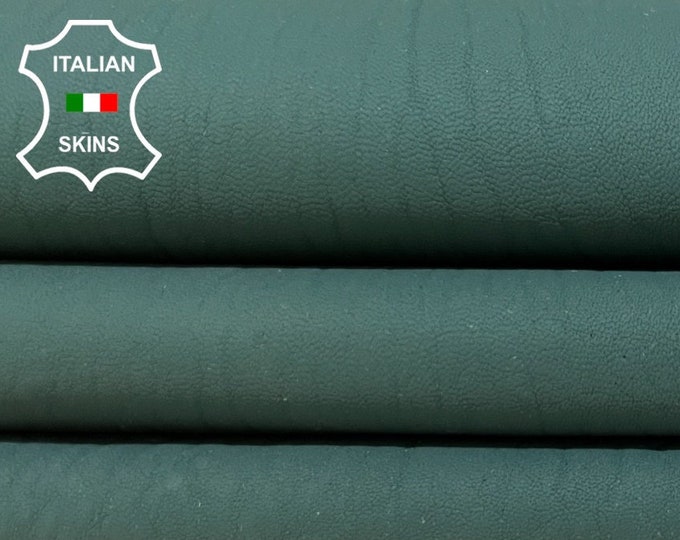GREEN MATTE GRAINY Vegetable Tan Thick Soft Italian Lambskin Lamb Sheep Leather hides hide skin skins 6+sqf 1.1mm #B4819