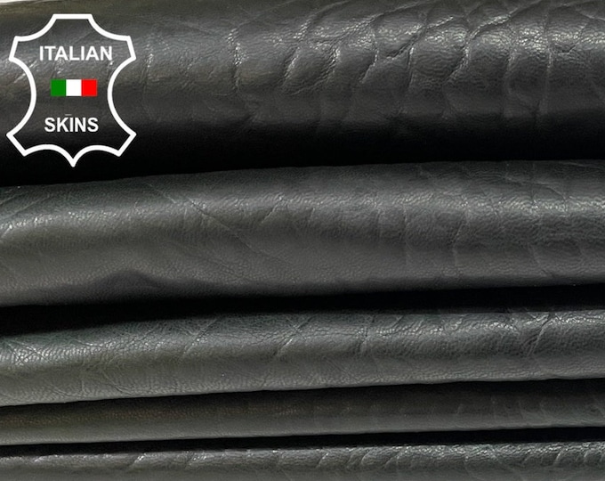 DARK BOTTLE GREEN Bubbly Grainy Vegetable Tan Thick Soft Italian Lambskin Lamb Sheep Leather hides pack 2 skins total 10sqf 0.9mm #B807