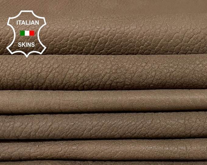 NATURAL BROWN GRAINY vintage look vegetable tan thick soft Italian Lambskin Lamb Sheep leather hide pack 6 skins total 35sqf 1.6mm #A8896