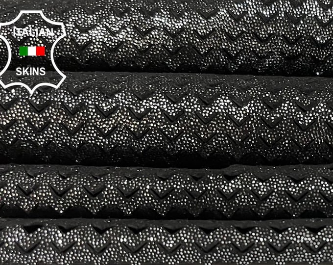 SHIMMER SILVER ANTIQUED Perforated Textured Thin Soft Italian Lambskin Lamb Sheep Leather hides hide skin skins 3sqf 0.6mm #B1980