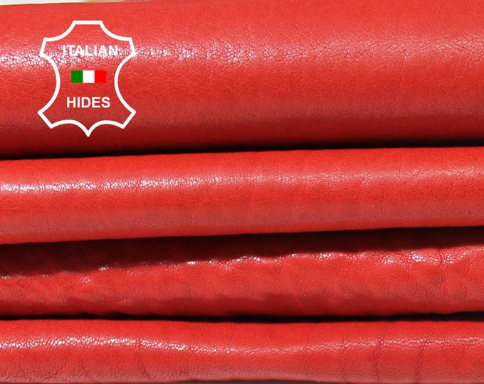 WASHED RED Natural Grainy vegetable tan genuine Italian Lambskin Lamb Sheep leather 2 skins hides total 12sqf 1.0mm #A8887