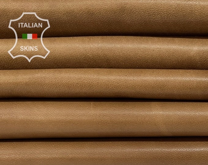 CAMEL BROWN ANTIQUED Vegetable Tan Thick Soft Italian Lambskin Lamb Sheep Leather pack 3 hides skins total 25sqf 1.1mm #B7222